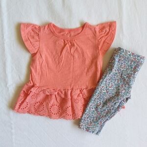 carter's 2 piece matching set eyelet peplum top & leggings 3 months baby girl